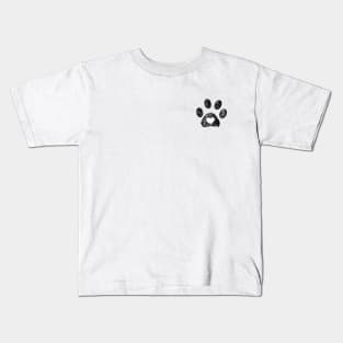 Doodle paw print with heart black Kids T-Shirt